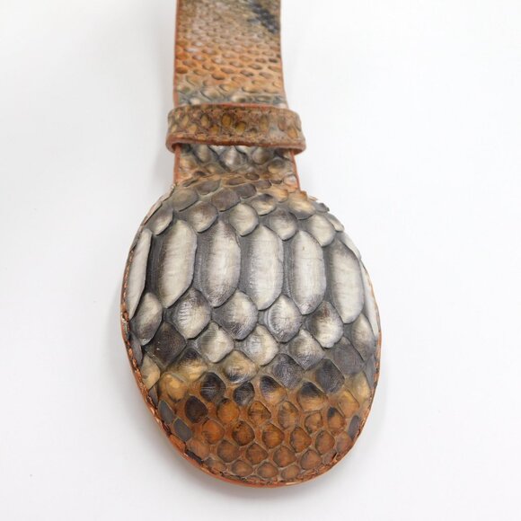 Los Altos Python Skin Cowboy Belt | Rustic Cognac |Oval Python Buckle | EUC | 46 - Picture 10 of 11